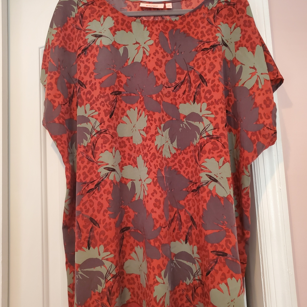 Floral Print Mixed Media Women's Top